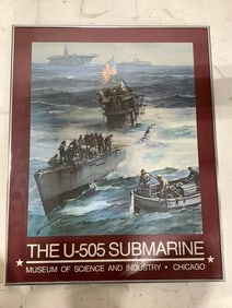 Framed 'The U-505 Submarine' Art Print (22.25inx27.75in)
