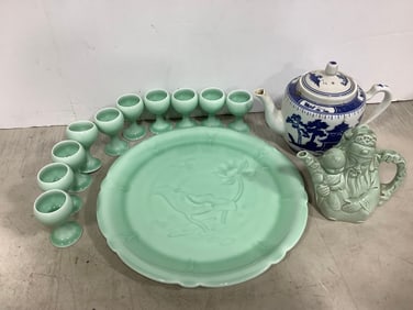 Oriental Tea Set, and Teapot (Tallest - 6.25in)