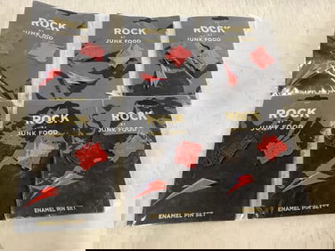 Rock by junk food enamel pin sets