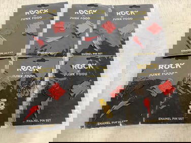 Rock by junk food enamel pin sets