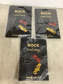 Rock by junk food enamel pin sets
