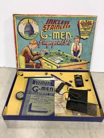 Vintage Inkless Stainless G-men Fingerprint Set