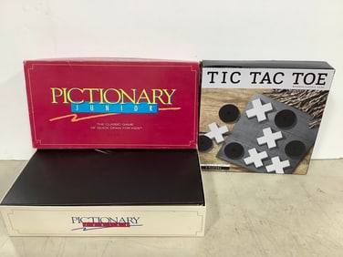 Pictionary Junior Board Game, and Wooden Tic-Tac-Toe Game