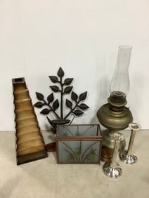 Vintage Oil Lamp (20in Tall), Various Candle Holders, Centerpiece, and more