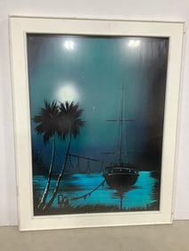 Framed Boat Artwork (21.5inx27.5in)