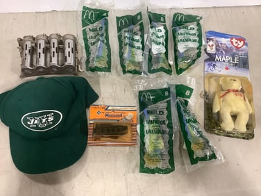 Mcdonalds Toys, Coin Sorter, Jets Hat, and more