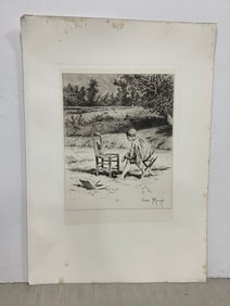 Black and White Art Print Signed Louis Munzies (14inx20in)