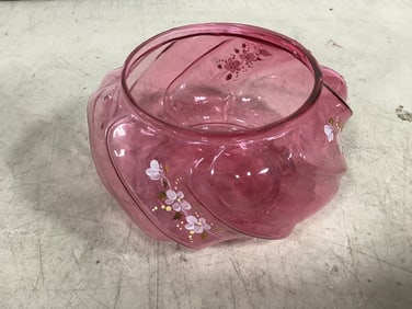 Fenton cranberry red wavecrest dresser powder jar