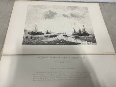 Morning on the Beach at Scheveningen etching by F.J.M. Fonfaye de La Prandie(12in.x17in.)