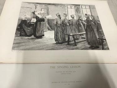 The Singing Lesson etching by Charles Alphonse Deblois(12in.x17in.)