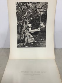 La Berceuse (the cradle song) etching painted by Edouard Toudouze (12in.x17in.)