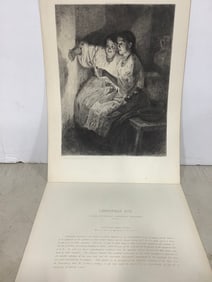 Christmas Eve etching by Henri Lefort(12in.x17in.)