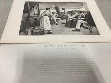 On the Yacht Namouna Venice 1890 etching painted by Jules L. Stewart (12inx17in)