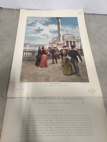 In The Grand Plaza of the Exposition etching painted by L. Marchetti (12in.x17in.)
