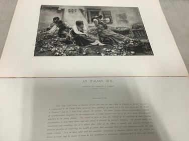 An Italian Idyl etching painted by Charles F. Ulrich(12in.x17in.)