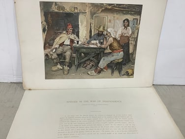 Episode in the War of Independence etching painted by Cesar Alvarez Dumont(12in.x17in.)