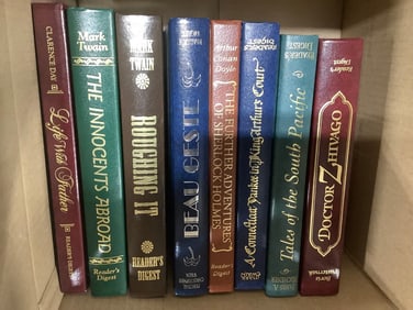 Various books(Doctor Zhivago, Roughing It, The Further Adventures of Sherlock Holmes, and more)