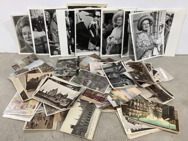 Vintage black and white photographs and postcards