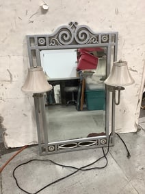 Wall mirror with 2 lights and shades(23in.x36.5in.)