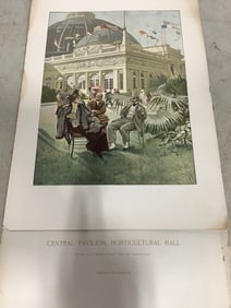 Central Pavilion , Horticultural Hall etching by L. Marold(12in.x17in.)