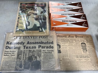 1900s newspapers and inked ribbon