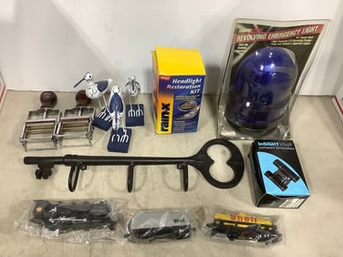 Rain x headlight restoration kit, insight compact binoculars, revolving emergency light, and more