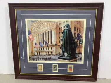 Framed Guardian of the Exchange Print with Stamps (18inx20in)
