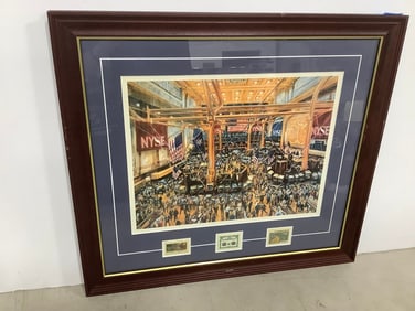 Kamil Kubic wood frame collector print with stamps(18.25in.x20.25in.)