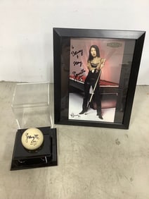 Jeanette Lee Framed and Signed Photograph (9inx11.5in) and Signed Ball