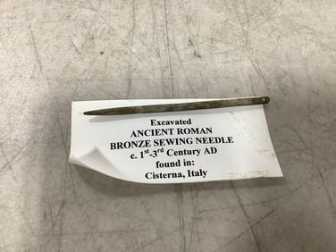 Excavated Ancient Roman bronze sewing needle