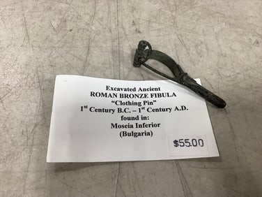 Excavated Ancient Roman Bronze Fibula clothing pin