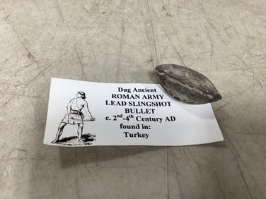 Dug Ancient Roman Army lead slingshot bullet