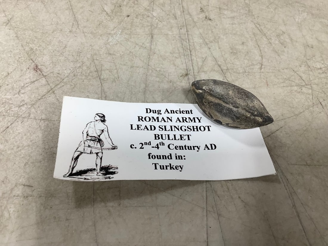 Dug Ancient Roman Army lead slingshot bullet (1 of 1)