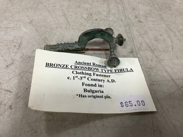 Ancient Roman Bronze crossbow type fibula