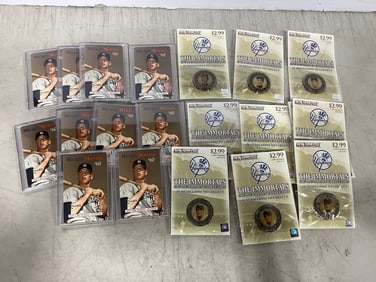 Babe Ruth medallions and Mickey Mantle collectible cards