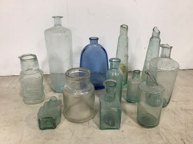 Vintage Glass Bottles *some chipped* (Tallest - 6.25in)