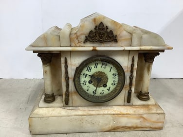 Early Marble Mantle Clock (11.5inx13.5inx6in)