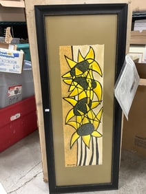 Framed and Signed Floral Abstract Artwork (16.5inx41in)