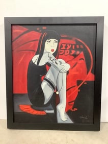 Framed and Signed Painting (26.75inx22.75in)