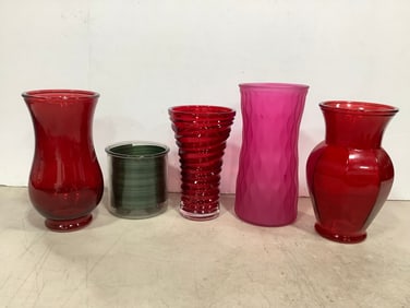 Various Glass Vases (Tallest - 10in)