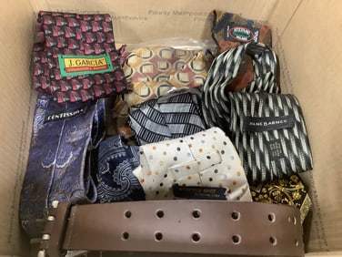 Various Dress Ties (J. Garcia, Jhane Barnes, etc) and Belt