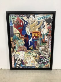 Framed NY Collage Cutout Wall Decor (13inx17in)