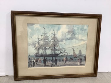 Framed and Signed Boat Artwork (13inx17.25in)