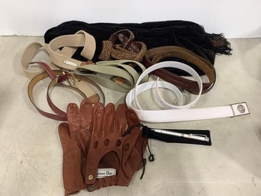 Belts, Christian Dior gloves, and more