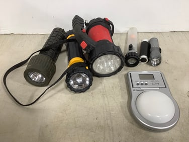 Various flashlights and hanging light