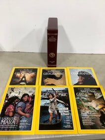 National Geographic magazines with case