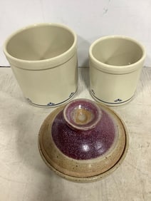 Roseville Pottery Jugs, and Handmade Pottery Jar(Tallest - 6in)