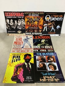 Rock Concert Repo Cardstock Poster Lot - Kiss, Scorpions, Queen, etc