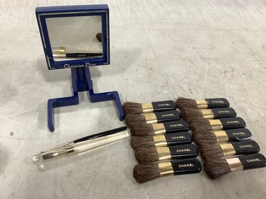 Vintage Chanel Makeup Brushes & Christian Dior Mirror