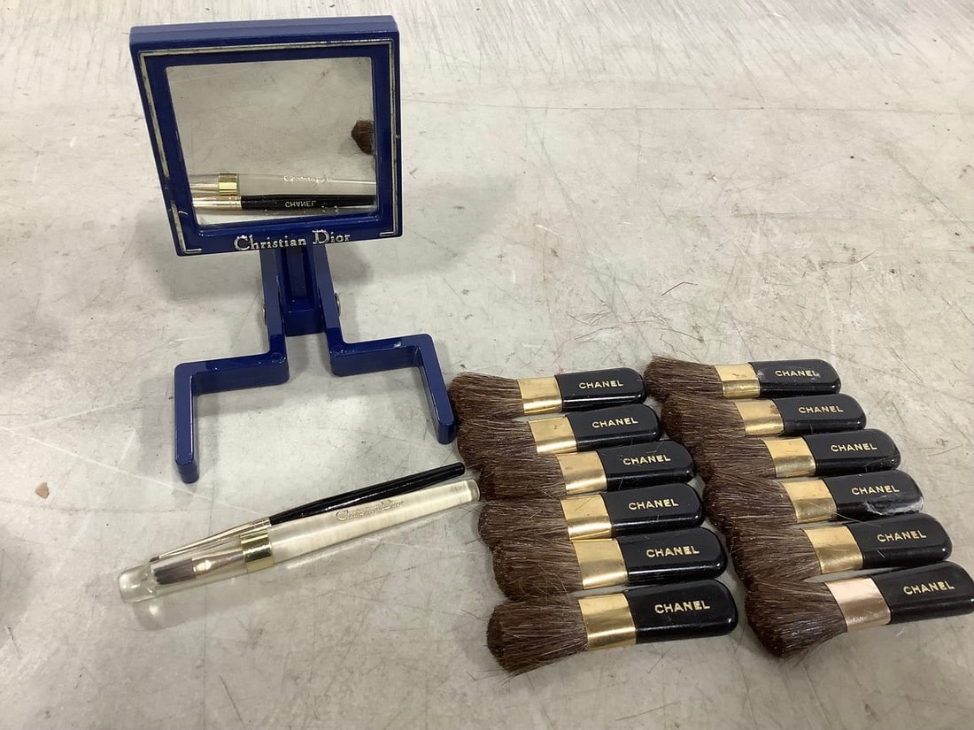 Vintage Chanel Makeup Brushes & Christian Dior Mirror (1 of 1)